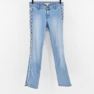 ANDREW CHARLES Jeans Sz 26 Corset Light Wash Lace Up Low Rise Flare Leg‎ Retro